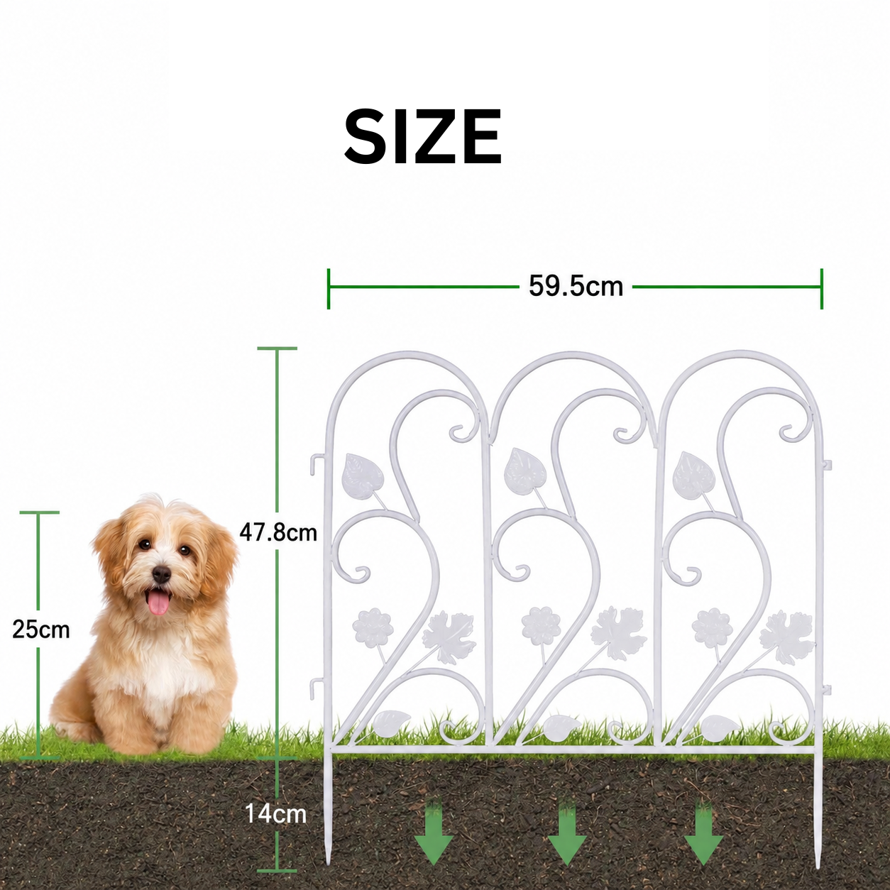 Decorative Garden Fence Panels 5 Pack Metal Border Edging for Lawn Patio Pathway White