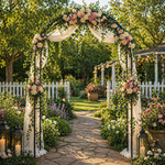 Metal Garden Arch Frame Steel Arch for Climbing Plants Outdoor Lawn Decor 195 - 240cm