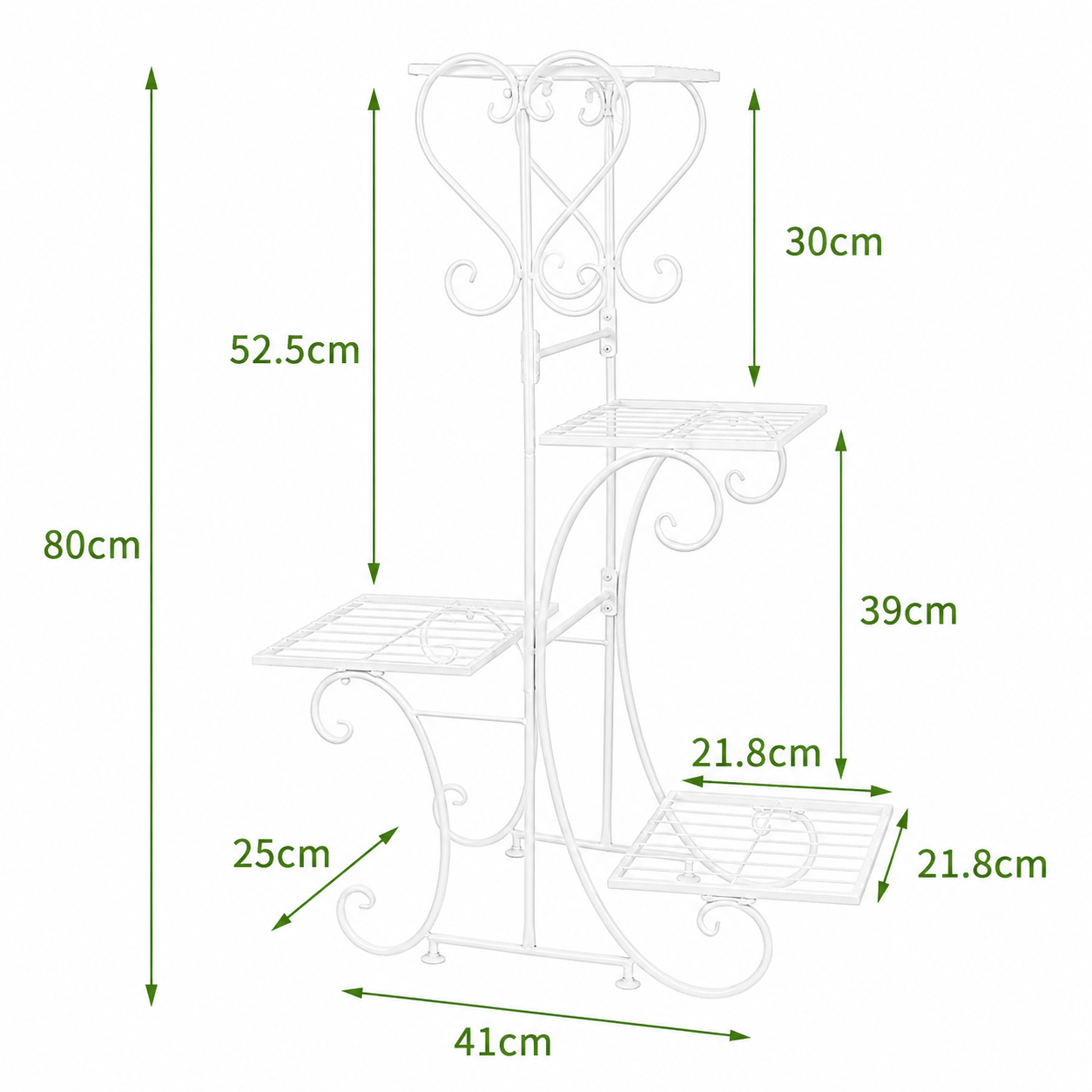 White Metal Plant Shelf 4 Tier Flower Pot Holder Display Rack for Patio Balcony Indoor Outdoor