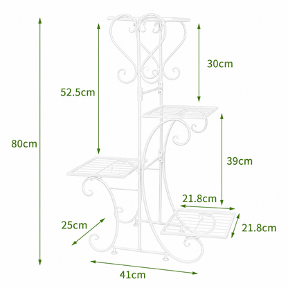 White Metal Plant Shelf 4 Tier Flower Pot Holder Display Rack for Patio Balcony Indoor Outdoor