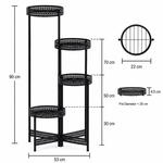 Foldable 4 Tier Metal Plant Stand Indoor Outdoor Flower Display Shelf for Patio Corner