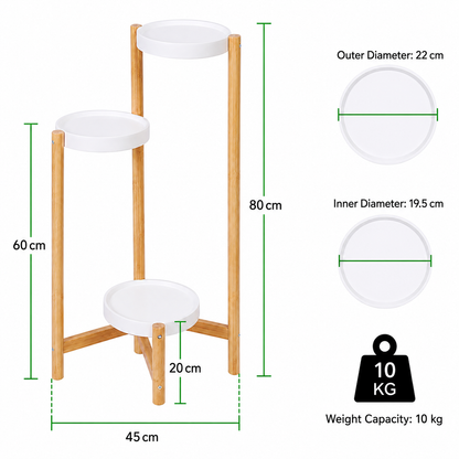 Tall Bamboo Plant Stand 3 Tier Corner Plant Display Rack for Indoor Home Garden