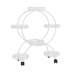 Rolling White Metal Plant Holder 6 Tier Flower Pot Display Rack for Indoor Outdoor Use