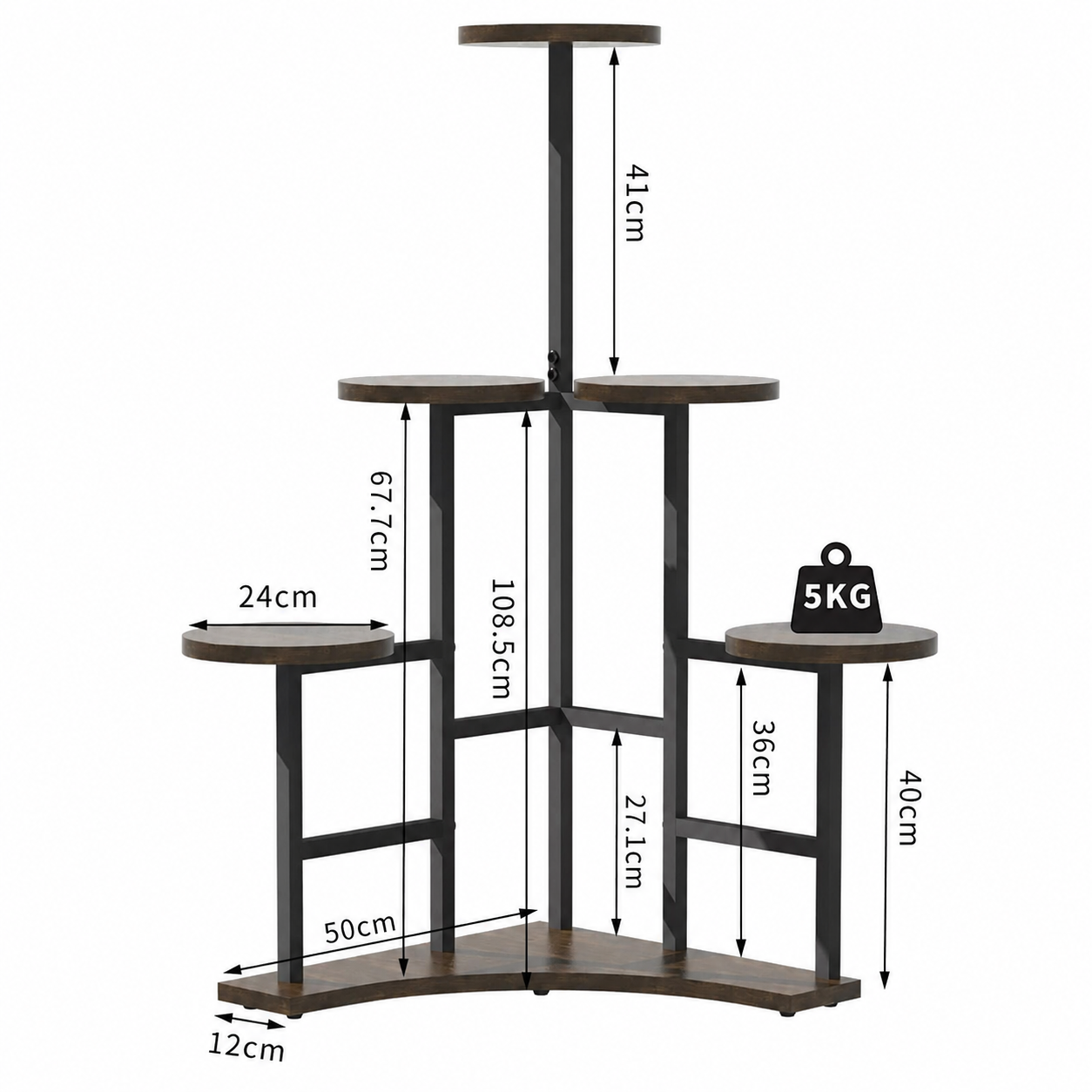 Tall Multi Tier Plant Stand with Wheels Metal Indoor Planter Organizer Rack