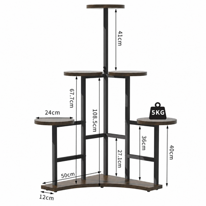 Tall Multi Tier Plant Stand with Wheels Metal Indoor Planter Organizer Rack
