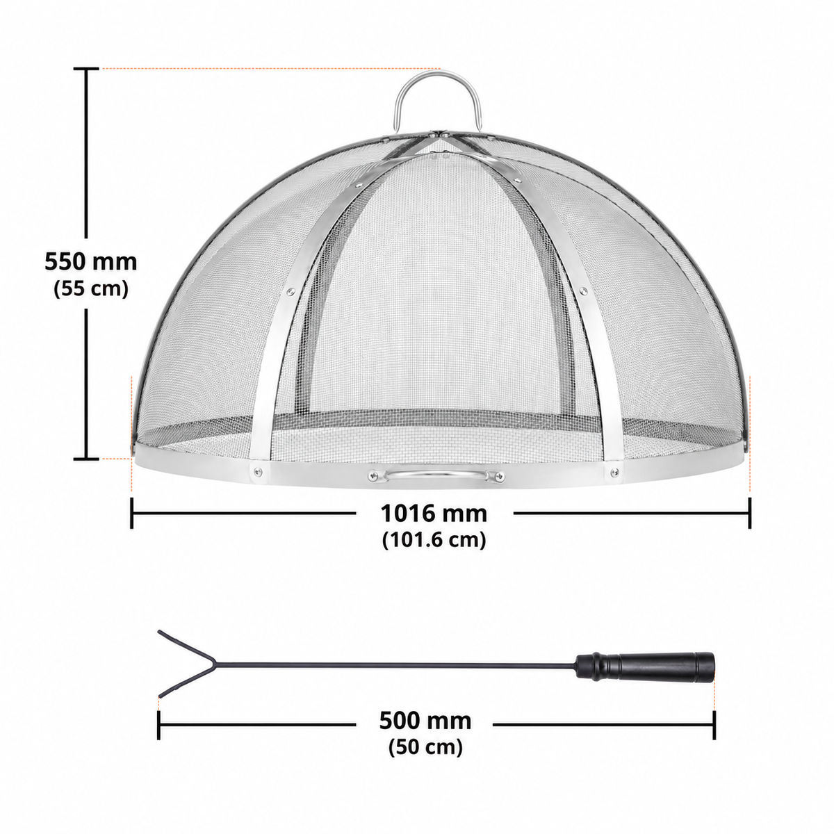 OEM Round Stainless Steel Fire Pit Spark Screen with Dual Handles 40 Inch