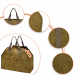 OEM Portable Canvas Firewood Log Carrier Bag Large Capacity Foldable Wood Storage Tote