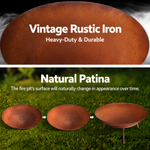 OEM Outdoor Iron Fire Pit Bowl 56cm with Poker and Natural Rust Finish