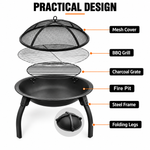 OEM Portable Outdoor Fire Pit BBQ Grill with Mesh Dome for Patio and Camping 56cm