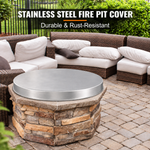 OEM Round Stainless Steel Fire Pit Cover Lid for Patio and Outdoor Use 68.6cm