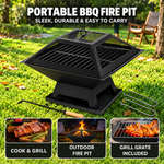 OEM Portable 2-in-1 Outdoor Fire Pit BBQ Grill with Mesh Cover 46cm