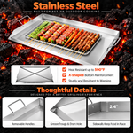 OEM Large Stainless Steel BBQ Griddle Plate with Grease Drain and Side Handles 36 x 22 inch