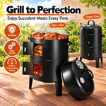 OEM 3-in-1 Charcoal BBQ Smoker, Grill and Roaster with Dual Cooking Grills