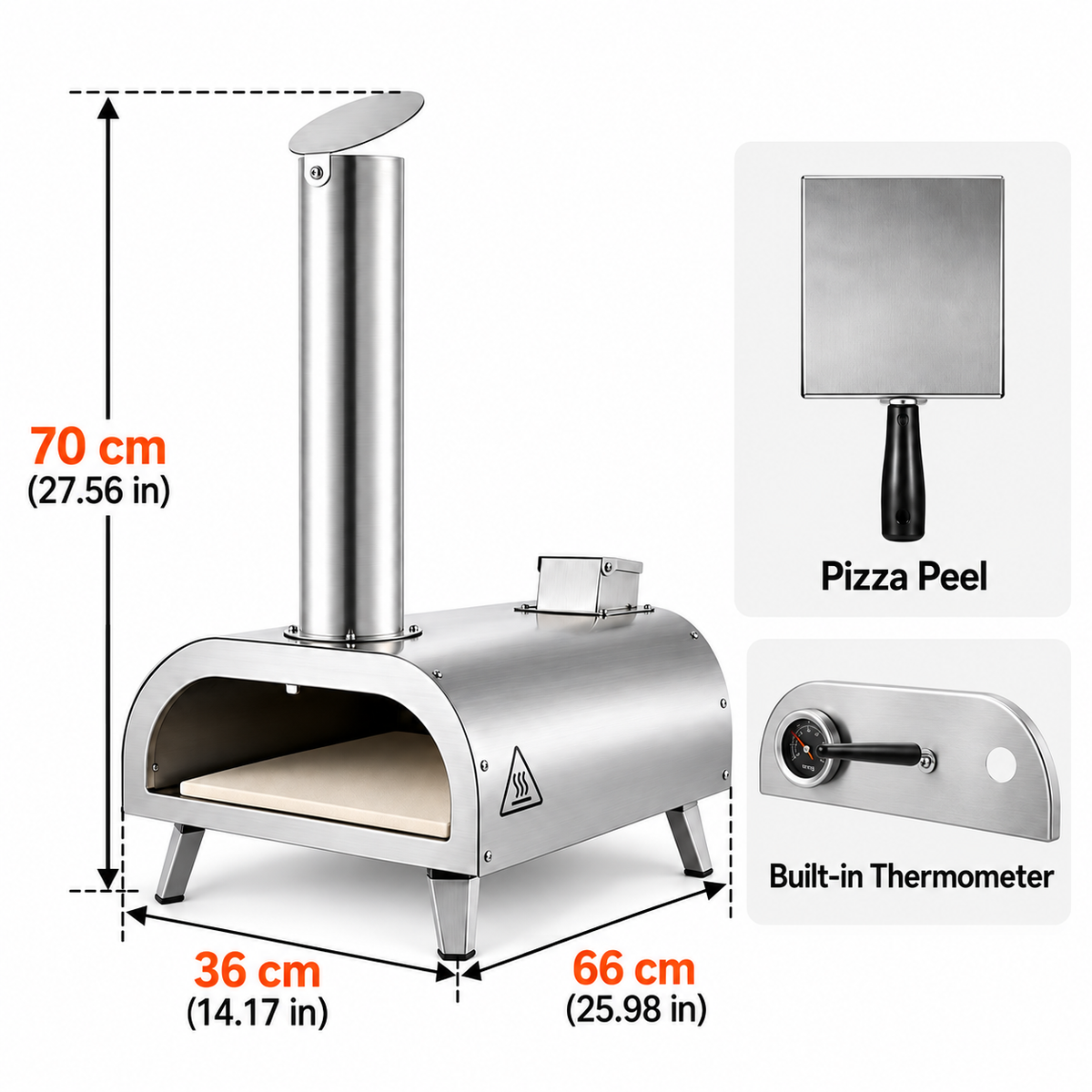 OEM Portable Pizza Oven with Built-In Thermometer for Outdoor Cooking 12-Inch