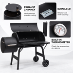 OEM 2-in-1 Outdoor BBQ Grill & Offset Smoker 115 x 53 x 114cm