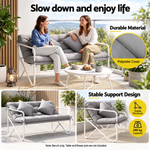 OEM Two-Seater Outdoor Garden Bench with Cushion & Throw Pillows Grey 118.5cm