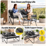 OEM Two-Seater Outdoor Garden Bench with Cushion & Throw Pillows Black 118.5cm