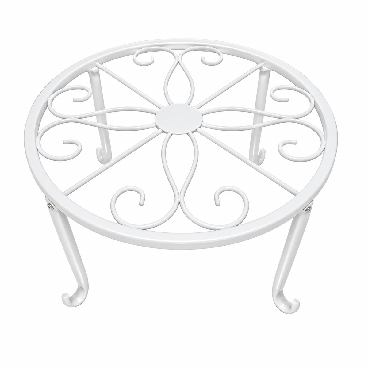 OEM Heavy Duty Round Metal Plant Stand for Indoor Outdoor Planters Pots and Garden Display White