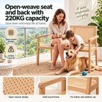 OEM Outdoor Garden Bench with Rubberwood Frame and Woven Seat 107cm