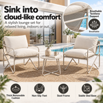 OEM Outdoor Balcony Bistro Set with 2 Armchairs & Coffee Table, Khaki, 3-Piece