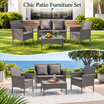 OEM Outdoor Rattan Sofa Set with Cushions and Coffee Table Grey 4-Piece