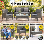 OEM Outdoor Rattan Sofa Set with Cushions and Coffee Table Grey 4-Piece