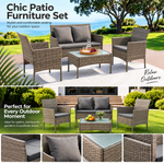 OEM Outdoor Rattan Sofa Set with Cushions and Coffee Table Mixed Grey 4-Piece