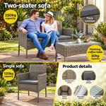 OEM Outdoor Rattan Sofa Set with Cushions and Coffee Table Mixed Grey 4-Piece