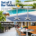 OEM Set of 2 Adjustable Outdoor Bar Tables Foldable Aluminum Base 70/110cm