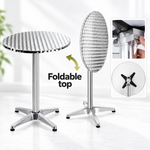 OEM Set of 2 Adjustable Outdoor Bar Tables Foldable Aluminum Base 70/110cm