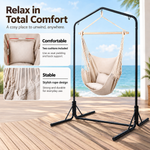 OEM Hammock Chair with Freestanding Steel Stand and Pillow, Black & Cream 140 x 205cm