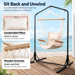 OEM Hammock Chair with Freestanding Steel Stand, Armrests and Pillow, Black & Cream 140 x 205cm
