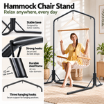 OEM Hammock Chair with Freestanding Steel Stand, Armrests and Pillow, Black & Cream 140 x 205cm
