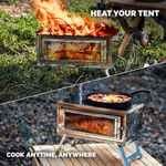 OEM Portable Camping Wood Stove with Chimney System and Glass Window Foldable Stainless Steel Outdoor Stove