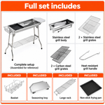 Stainless Steel Portable Charcoal Grill with Folding Handle for Outdoor BBQ