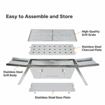 OEM Foldable Stainless Steel Charcoal BBQ Grill with Carry Handle, Portable Outdoor Barbecue Stove