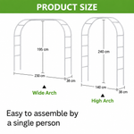 Metal Garden Arch Frame Steel Arch for Climbing Plants Outdoor Lawn Decor 195 - 240cm