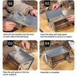 Stainless Steel Camping BBQ Grill Rack for Firewood Stove 27cm x 16cm x 13cm