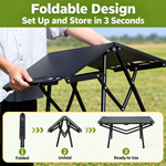 Portable Folding Table Carbon Steel Picnic Camping Table for Beach and Outdoor Black
