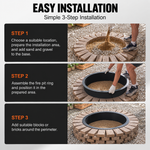 OEM Outdoor Steel Fire Pit Ring with 180° Swivel Grate 9 Panel Design 40 Inch