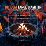 OEM Outdoor Steel Fire Pit Ring with 180° Swivel Grate 9 Panel Design 40 Inch