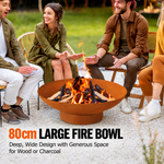 OEM Outdoor Fire Pit Iron Bowl with Natural Rust Finish and Poker 80cm