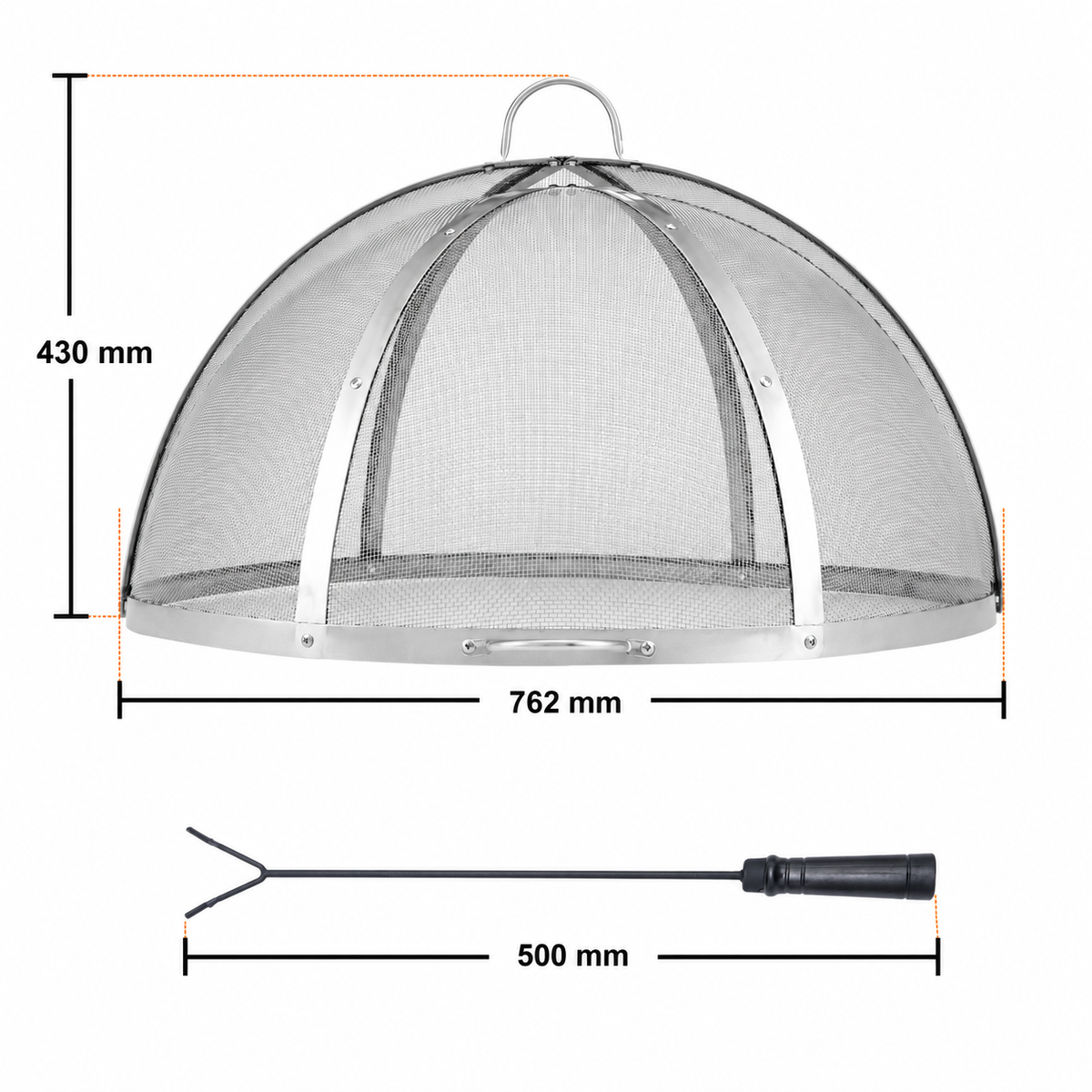 OEM Round Stainless Steel Fire Pit Spark Screen with Dual Handles 30 Inch