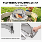 OEM Round Stainless Steel Fire Pit Spark Screen with Dual Handles 30 Inch
