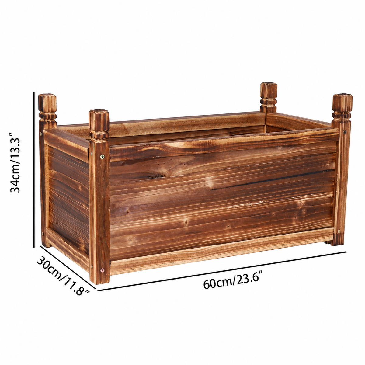 OEM Wooden Raised Planter Box for Vegetable Herb Flower Garden Display 60cm