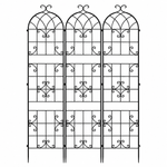 OEM 3 Pack Rustic Iron Garden Trellis Panels for Climbing Plants Black 220cm