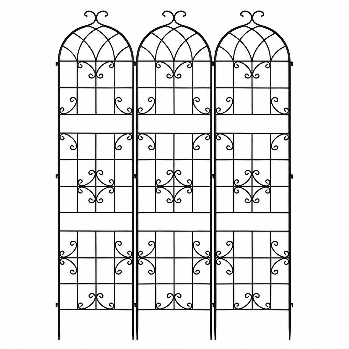 OEM 3 Pack Rustic Iron Garden Trellis Panels for Climbing Plants Black 220cm
