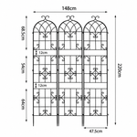 OEM 3 Pack Rustic Iron Garden Trellis Panels for Climbing Plants Black 220cm