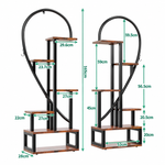 OEM 2 Pack Half Heart Plant Stands 6 Tier Metal MDF Flower Pot Display Shelves 165cm