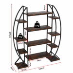 OEM Multi-Function 5 Tier Plant Stand Bookshelf with Curved Metal Frame Black & Brown